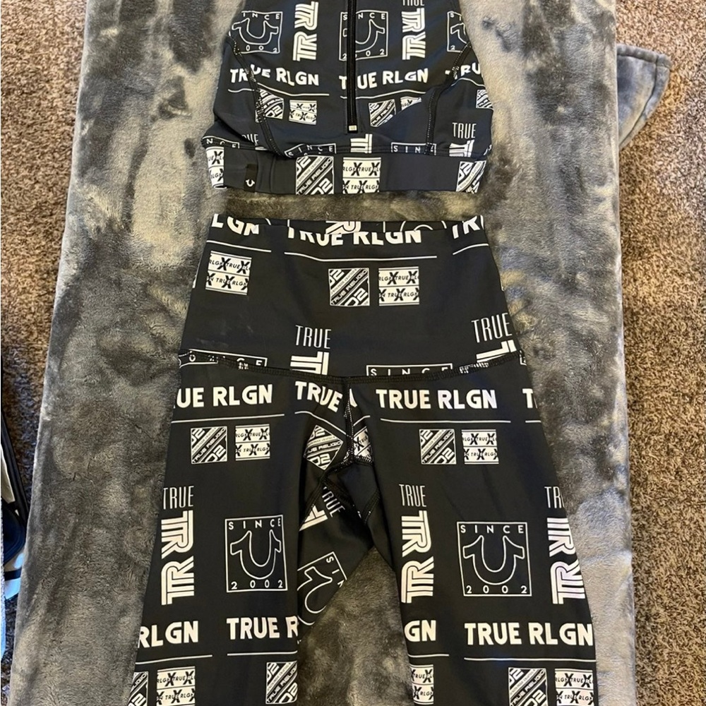 True Religion Monochrome Logo Activewear Set